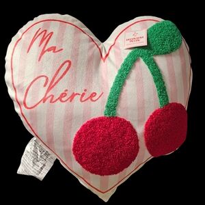 Heart-Shaped Pillow with Cherry Design